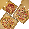 open pizza boxes with three pizzas - Thumbnail