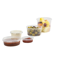various plastic pots containing food - Medium